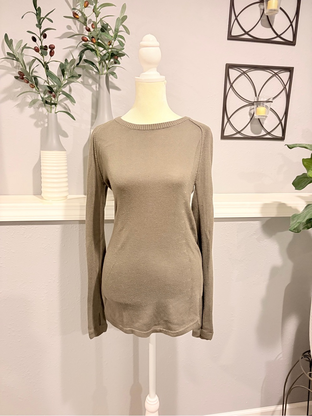 lululemon athletica Olive Ribbed Crewneck Long-Sleeve Top